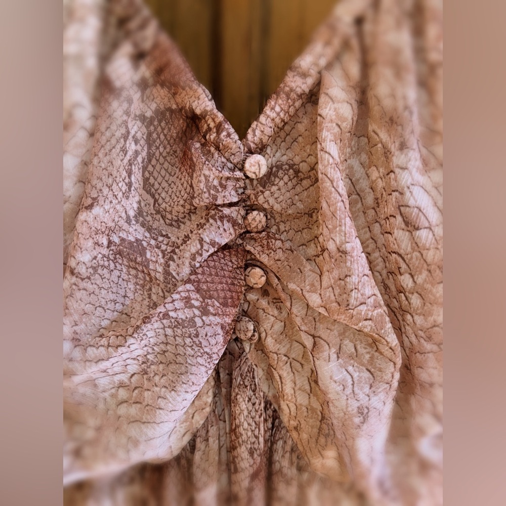 Anthropology Maeve Snake Print Tiered Midi Dress Boho NWT 178.00 Size M - Picture 8 of 10